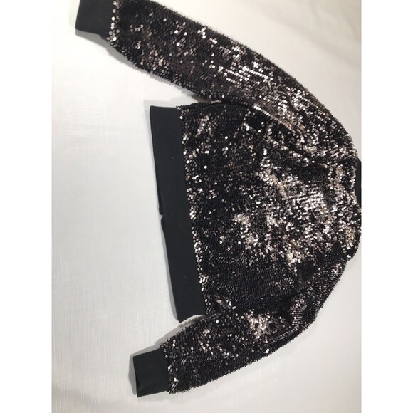 Aeropostale Sequins Jacket Zip Black Collar/Cuffs Size Medium - Picture 7 of 8